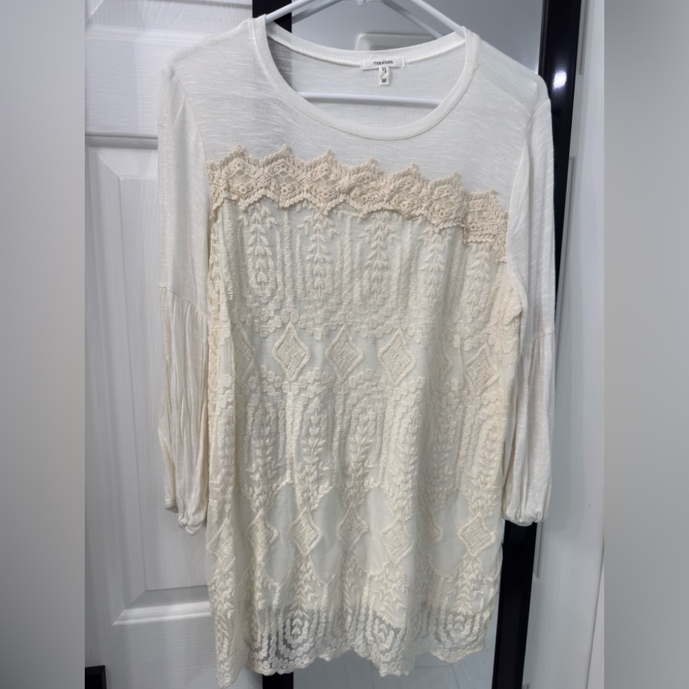 Maurices Cream Lace Detail Blouse